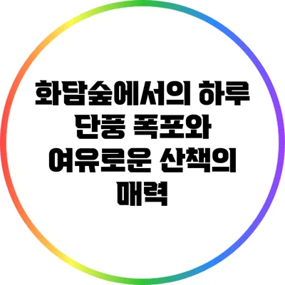 화담숲에서의 하루: 단풍 폭포와 여유로운 산책의 매력