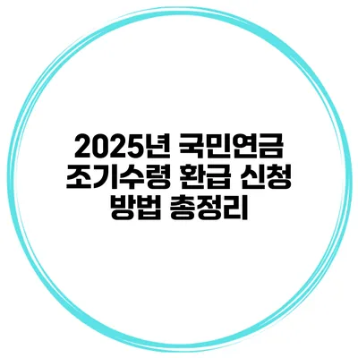2025년 국민연금 조기수령 환급 신청 방법 총정리