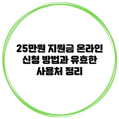 25만원 지원금: 온라인 신청 방법과 유효한 사용처 정리