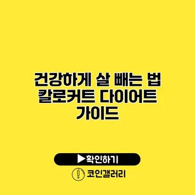 건강하게 살 빼는 법 칼로커트 다이어트 가이드