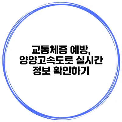 교통체증 예방, 양양고속도로 실시간 정보 확인하기