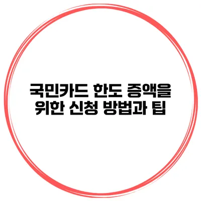 국민카드 한도 증액을 위한 신청 방법과 팁