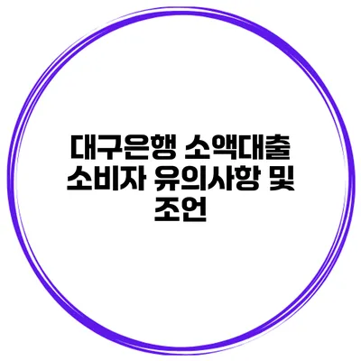대구은행 소액대출 소비자 유의사항 및 조언