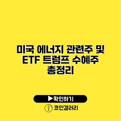 미국 에너지 관련주 및 ETF 트럼프 수혜주 총정리