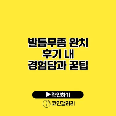 발톱무좀 완치 후기 내 경험담과 꿀팁