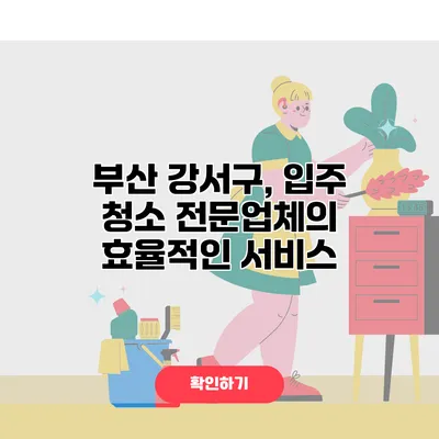 부산 강서구, 입주 청소 전문업체의 효율적인 서비스