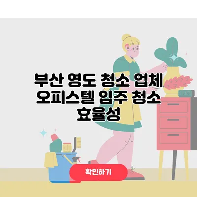 부산 영도 청소 업체 오피스텔 입주 청소 효율성