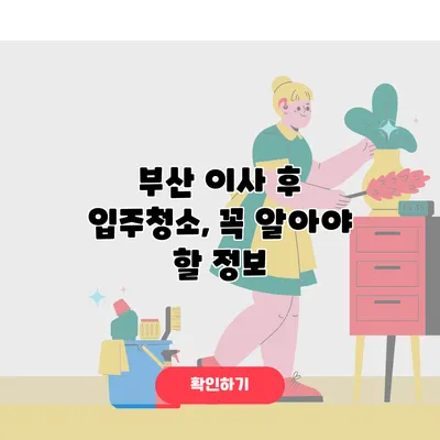 부산 이사 후 입주청소, 꼭 알아야 할 정보