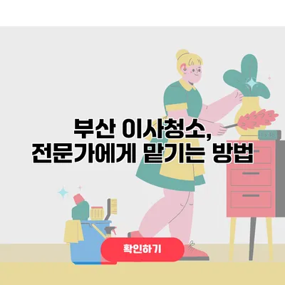 부산 이사청소, 전문가에게 맡기는 방법