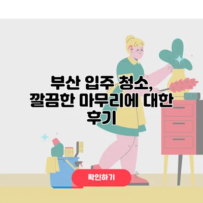 부산 입주 청소, 깔끔한 마무리에 대한 후기