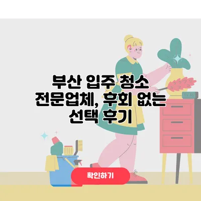 부산 입주 청소 전문업체, 후회 없는 선택 후기