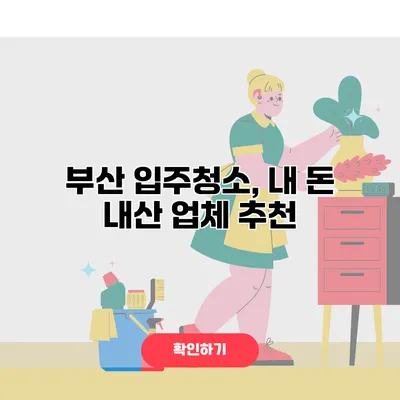부산 입주청소, 내 돈 내산 업체 추천