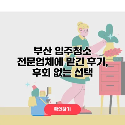 부산 입주청소 전문업체에 맡긴 후기, 후회 없는 선택