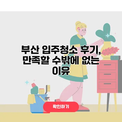 부산 입주청소 후기, 만족할 수밖에 없는 이유
