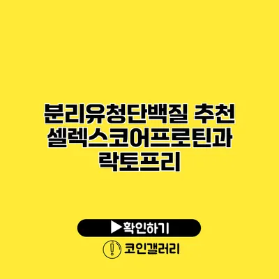 분리유청단백질 추천 셀렉스코어프로틴과 락토프리