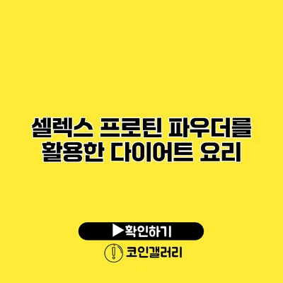 셀렉스 프로틴 파우더를 활용한 다이어트 요리