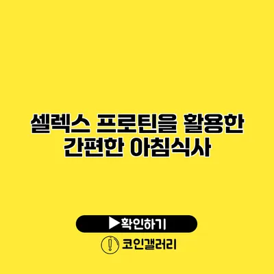 셀렉스 프로틴을 활용한 간편한 아침식사