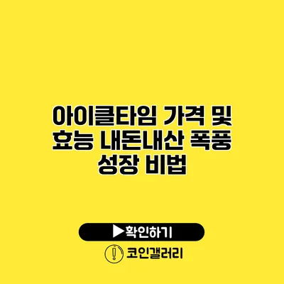 아이클타임 가격 및 효능 내돈내산 폭풍 성장 비법