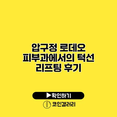 압구정 로데오 피부과에서의 턱선 리프팅 후기