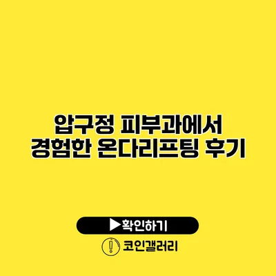 압구정 피부과에서 경험한 온다리프팅 후기