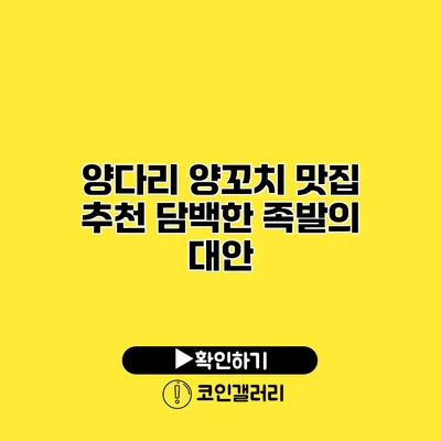 양다리 양꼬치 맛집 추천 담백한 족발의 대안