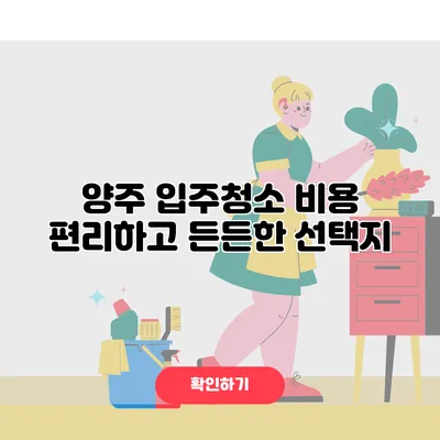 양주 입주청소 비용 편리하고 든든한 선택지