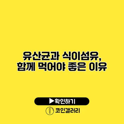 유산균과 식이섬유, 함께 먹어야 좋은 이유