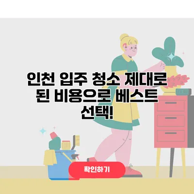 인천 입주 청소 제대로 된 비용으로 베스트 선택!