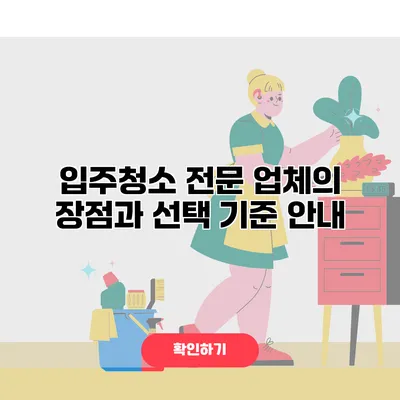 입주청소 전문 업체의 장점과 선택 기준 안내