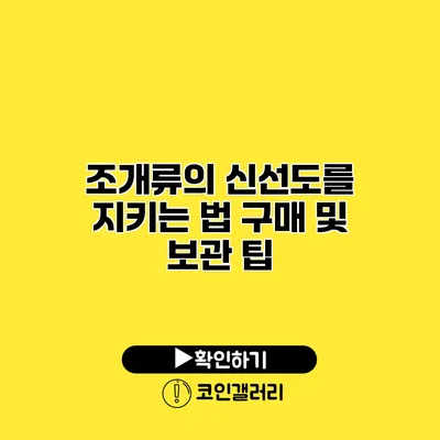조개류의 신선도를 지키는 법 구매 및 보관 팁