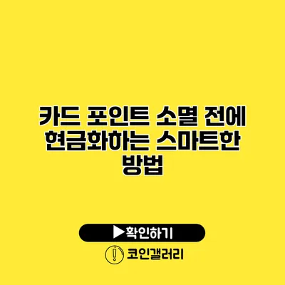 카드 포인트 소멸 전에 현금화하는 스마트한 방법