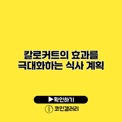 칼로커트의 효과를 극대화하는 식사 계획