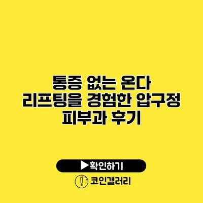 통증 없는 온다 리프팅을 경험한 압구정 피부과 후기