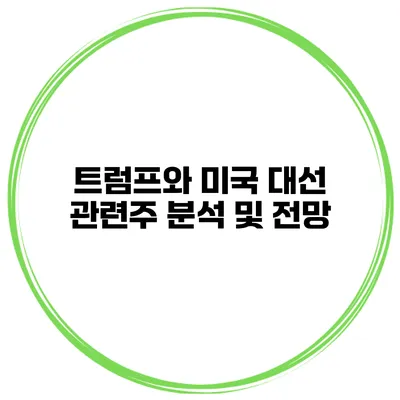 트럼프와 미국 대선 관련주 분석 및 전망