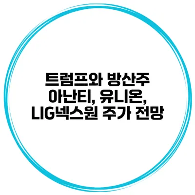 트럼프와 방산주 아난티, 유니온, LIG넥스원 주가 전망