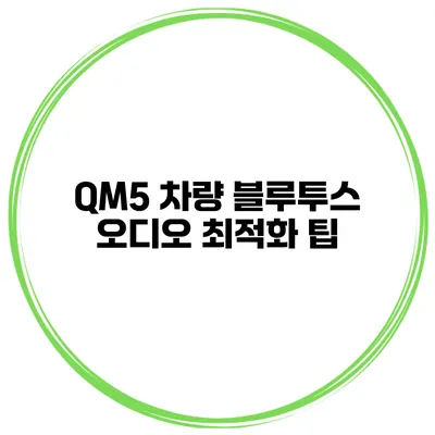 QM5 차량 블루투스 오디오 최적화 팁