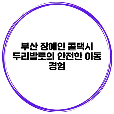 부산 장애인 콜택시 두리발로의 안전한 이동 경험