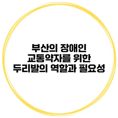 부산의 장애인 교통약자를 위한 두리발의 역할과 필요성