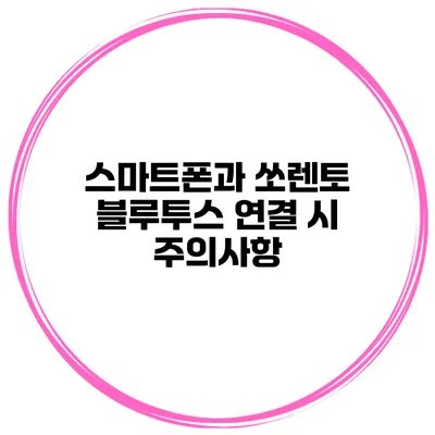 스마트폰과 쏘렌토 블루투스 연결 시 주의사항