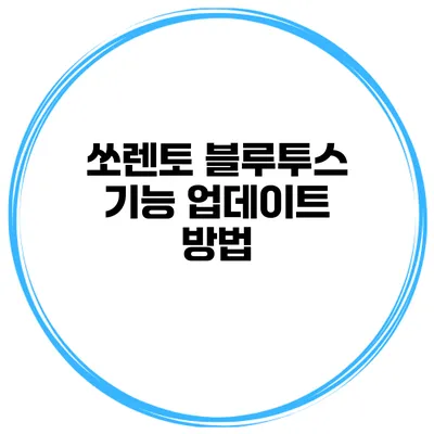 쏘렌토 블루투스 기능 업데이트 방법