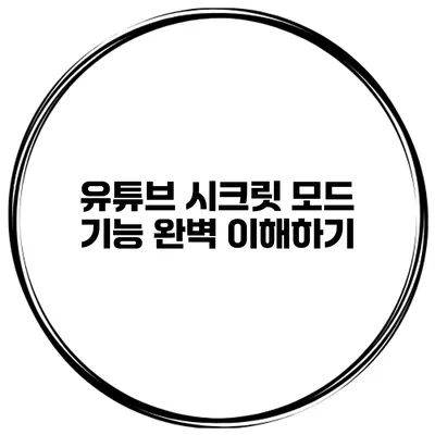 유튜브 시크릿 모드 기능 완벽 이해하기