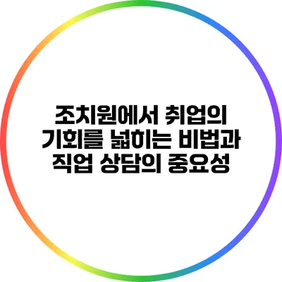 조치원에서 취업의 기회를 넓히는 비법과 직업 상담의 중요성