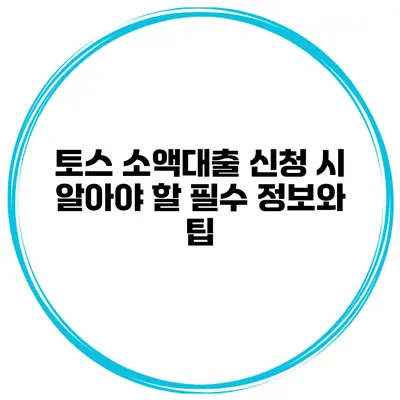 토스 소액대출 신청 시 알아야 할 필수 정보와 팁